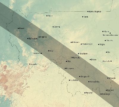 Map of the eclipse path across Mali on 11/20/1835