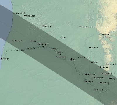Map of the eclipse path across Mauritania on 11/20/1835