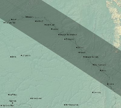 Map of the eclipse path across Senegal on 11/20/1835