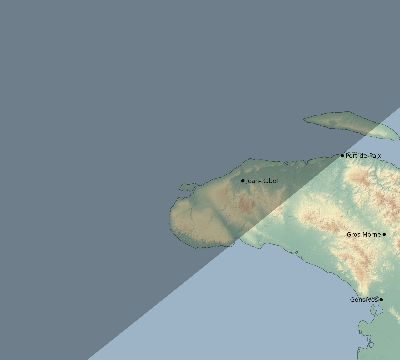 Map of the eclipse path across Haiti on 05/15/1836