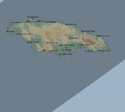 Map of the eclipse path across Jamaica on 05/15/1836
