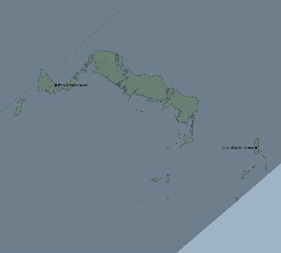 Map of the eclipse path across Turks and Caicos Islands on 05/15/1836