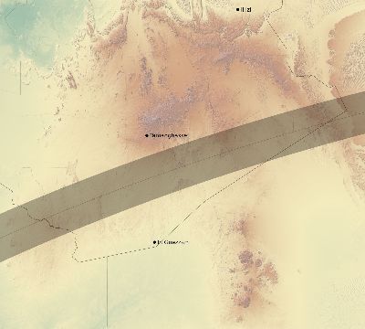 Map of the eclipse path across Algeria on 03/15/1839
