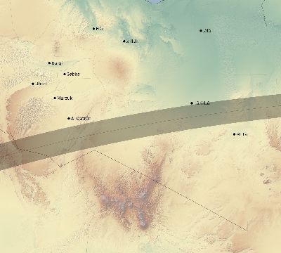 Map of the eclipse path across Libya on 03/15/1839