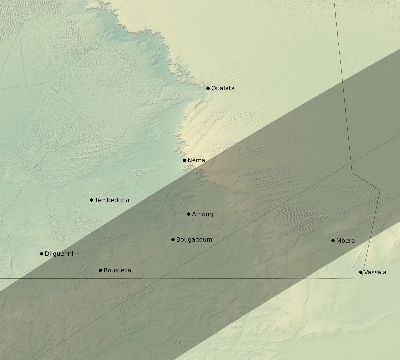 Map of the eclipse path across Mauritania on 03/15/1839