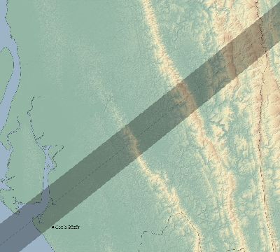 Map of the eclipse path across Bangladesh on 03/04/1840