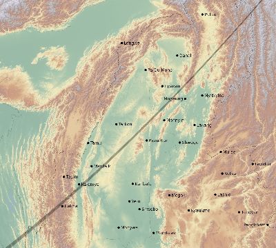 Map of the eclipse path across Myanmar on 03/04/1840