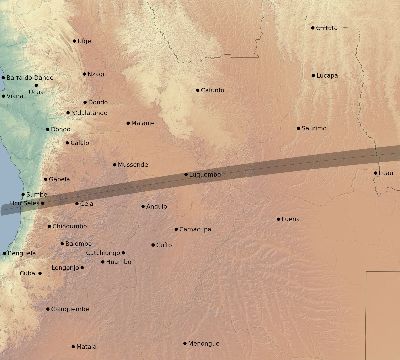 Map of the eclipse path across Angola on 08/27/1840