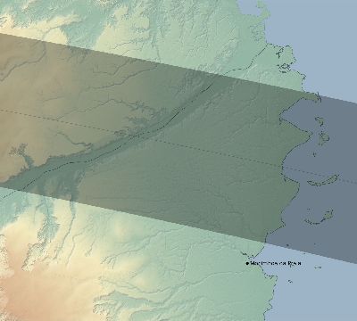 Map of the eclipse path across Mozambique on 08/27/1840