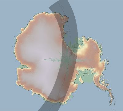 Map of the eclipse path across Antarctica on 01/11/1842