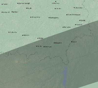 Map of the eclipse path across Belarus on 07/08/1842
