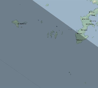 Map of the eclipse path across Japan on 07/08/1842