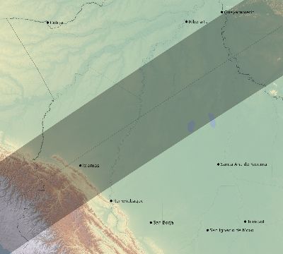 Map of the eclipse path across Bolivia on 12/31/1842