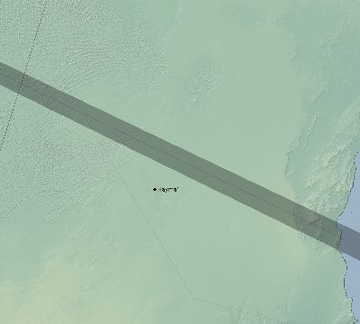 Map of the eclipse path across Oman on 12/21/1843