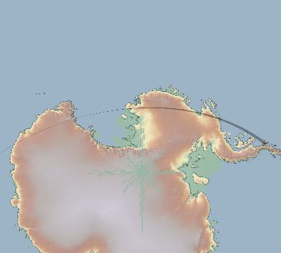 Map of the eclipse path across Antarctica on 10/30/1845