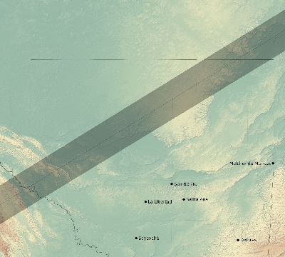 Map of the eclipse path across Guatemala on 04/25/1846