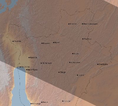 Map of the eclipse path across Burundi on 10/20/1846