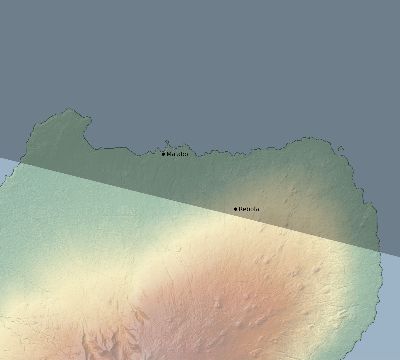 Map of the eclipse path across Equatorial Guinea on 10/20/1846