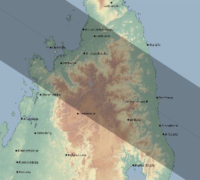Map of the eclipse path across Madagascar on 10/20/1846