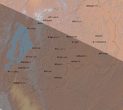 Map of the eclipse path across Rwanda on 10/20/1846