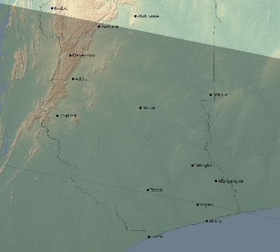 Map of the eclipse path across Togo on 10/20/1846