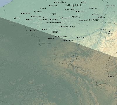 Map of the eclipse path across Belgium on 10/09/1847