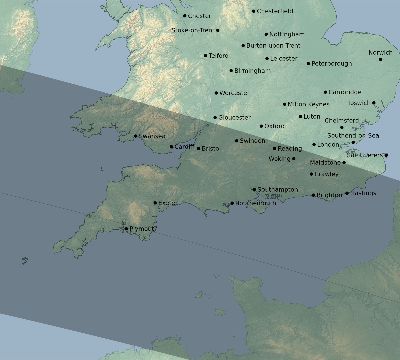 Map of the eclipse path across United Kingdom on 10/09/1847