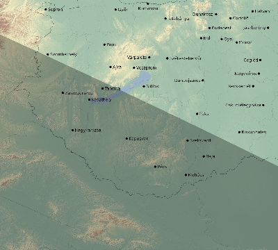Map of the eclipse path across Hungary on 10/09/1847