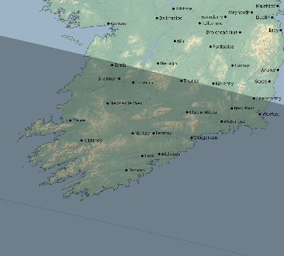 Map of the eclipse path across Ireland on 10/09/1847