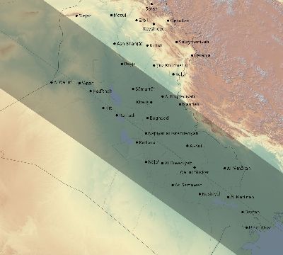Map of the eclipse path across Iraq on 10/09/1847