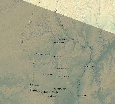 Map of the eclipse path across Luxembourg on 10/09/1847