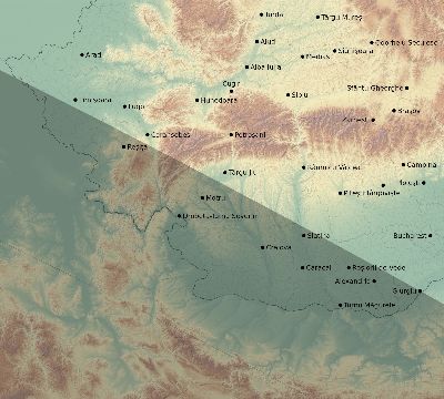 Map of the eclipse path across Romania on 10/09/1847