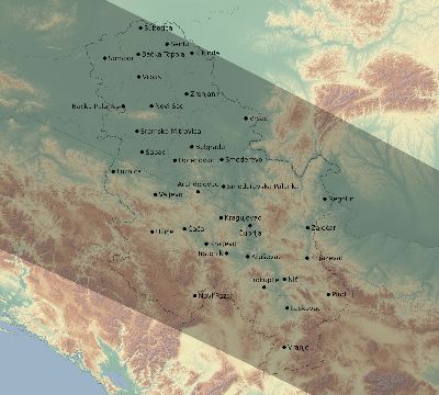 Map of the eclipse path across Serbia on 10/09/1847