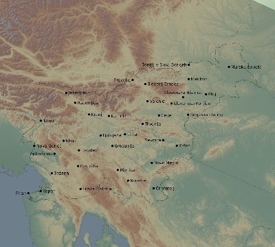 Map of the eclipse path across Slovenia on 10/09/1847