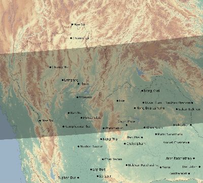 Map of the eclipse path across Thailand on 10/09/1847