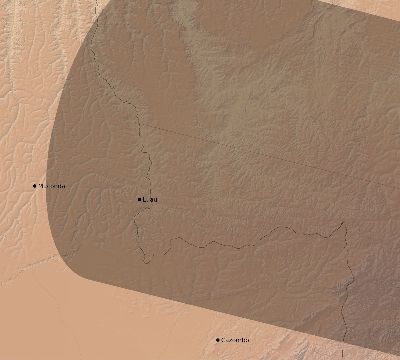 Map of the eclipse path across Angola on 02/12/1850