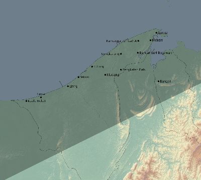 Map of the eclipse path across Brunei on 02/12/1850