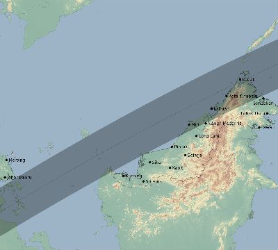 Map of the eclipse path across Malaysia on 02/12/1850