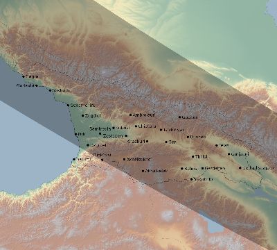 Map of the eclipse path across Georgia on 07/28/1851