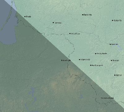 Map of the eclipse path across Lithuania on 07/28/1851