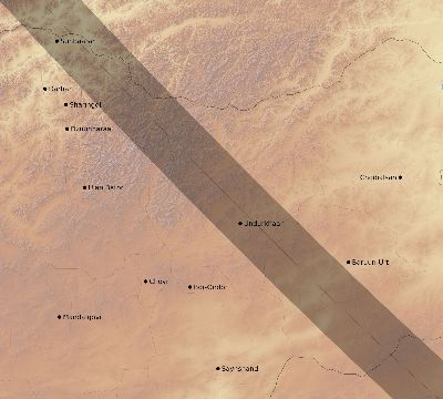 Map of the eclipse path across Mongolia on 12/11/1852
