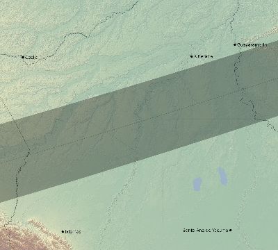 Map of the eclipse path across Bolivia on 11/30/1853