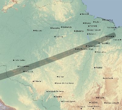 Map of the eclipse path across Brazil on 11/30/1853