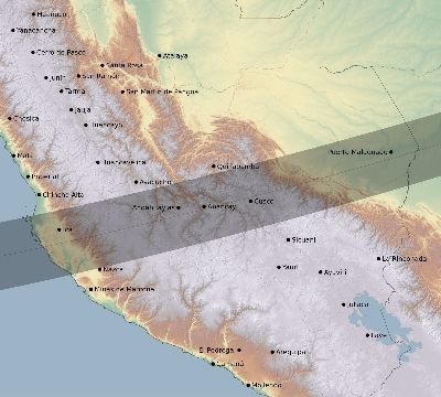Map of the eclipse path across Peru on 11/30/1853