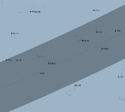 Map of the eclipse path across Marshall Islands on 05/26/1854