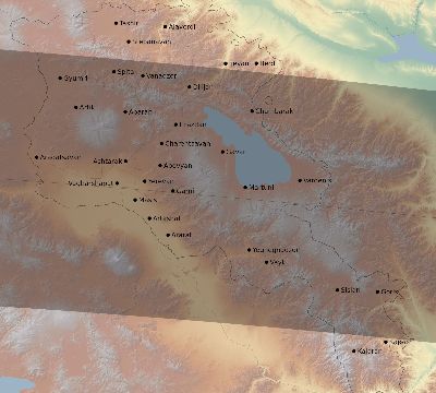 Map of the eclipse path across Armenia on 09/18/1857