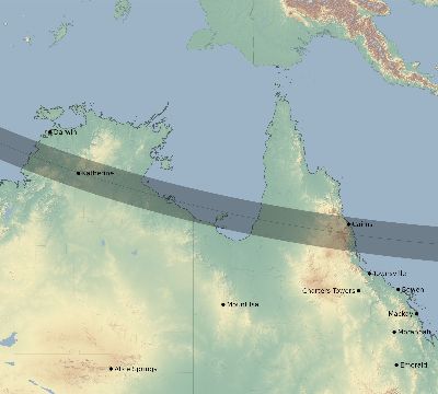Map of the eclipse path across Australia on 09/18/1857
