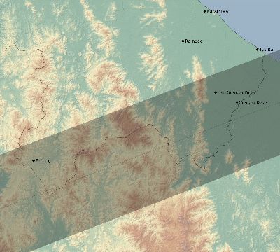 Map of the eclipse path across Thailand on 07/08/1861