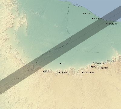 Map of the eclipse path across Libya on 12/31/1861