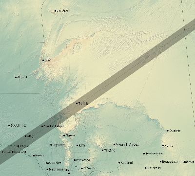 Map of the eclipse path across Mauritania on 12/31/1861